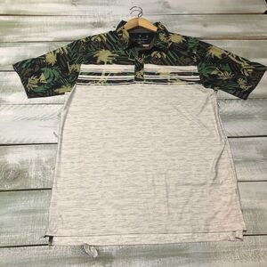 Sunday Crew Polo Shirt Mens Medium UPF 50 Palms Short Sleeve Golf Tropical